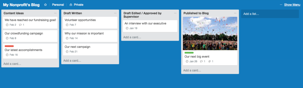 sample trello boards for nonprofit s