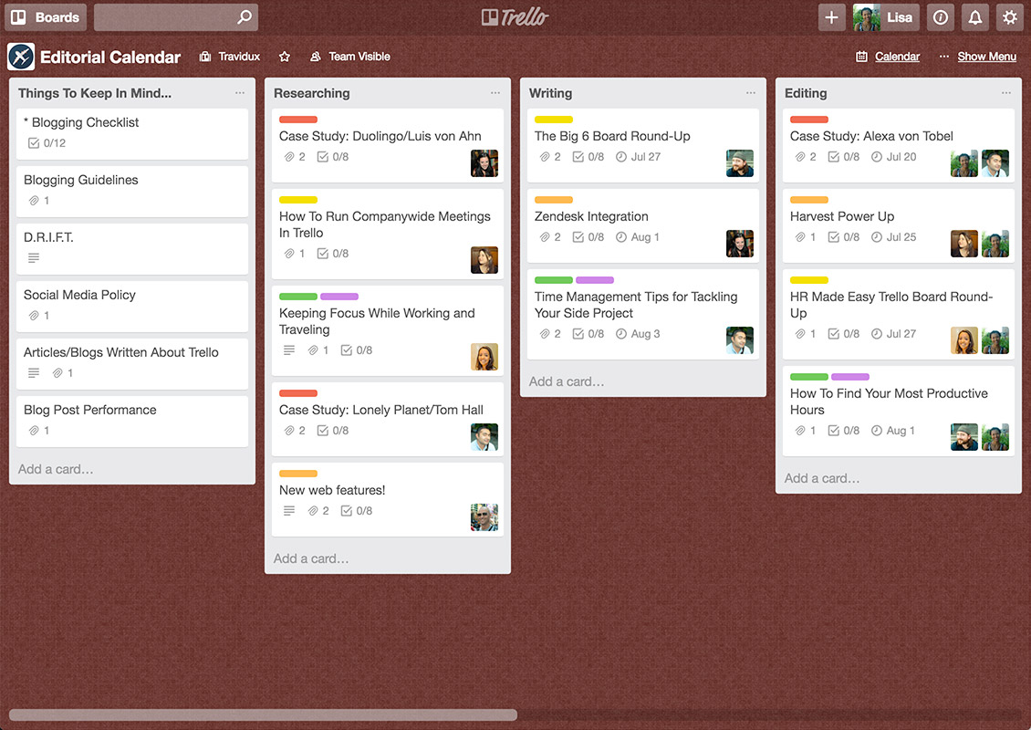 trello project board examples