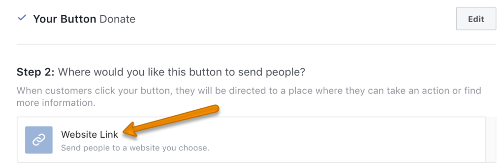 Adding your URL to the Facebook Donate button