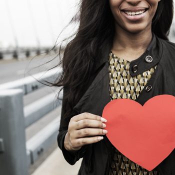 Woman Holding Heart Shape Symbol Love Concept
